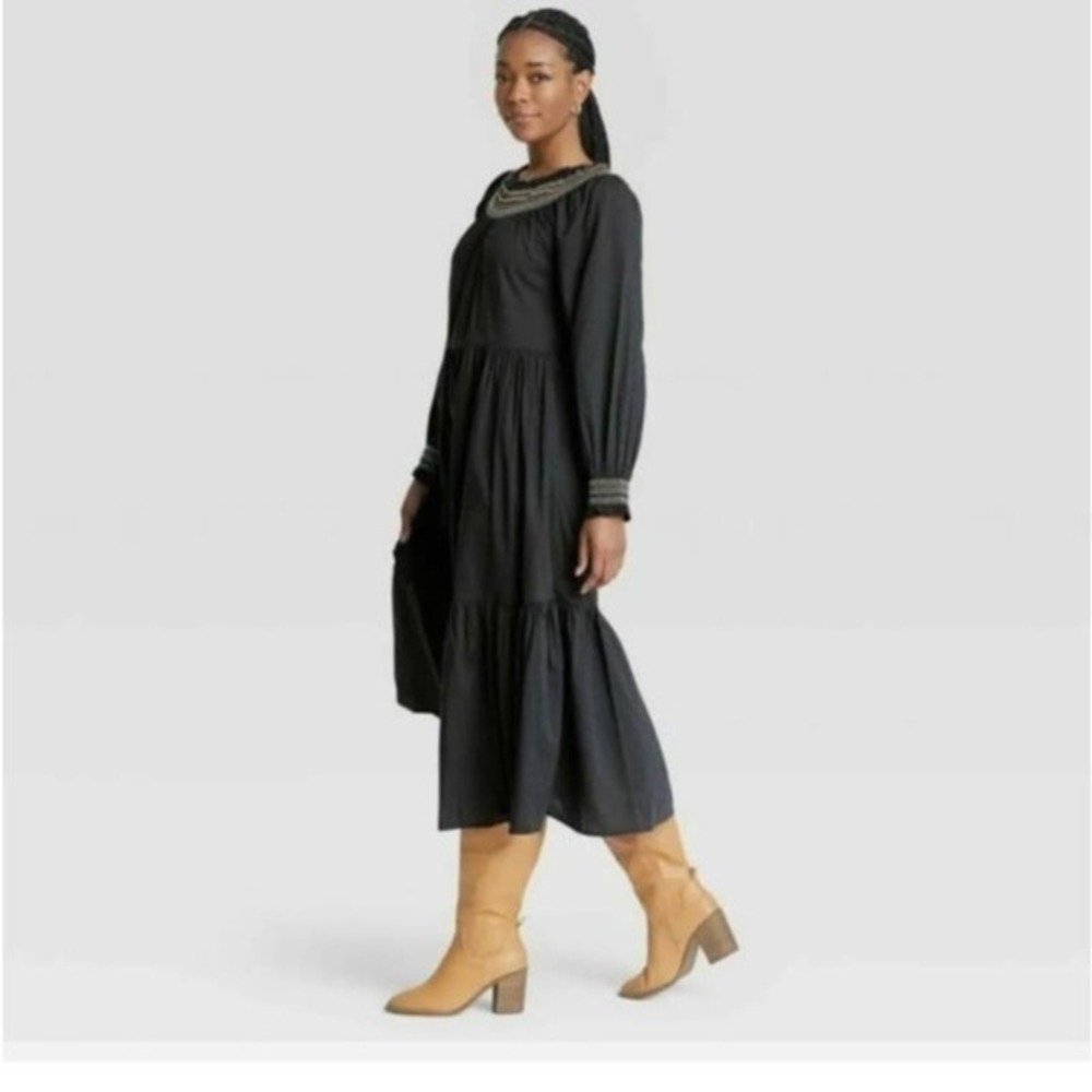 Universal Thread Women Tiered Dress S Gray Balloon Long Sleeve dress
